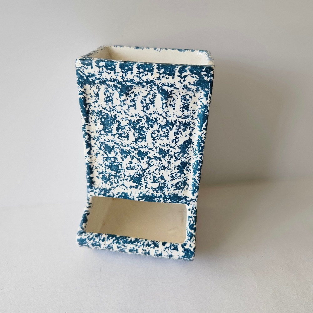 McCoy Pottery Match Holder #151 Blue Speckled Wall Pocket